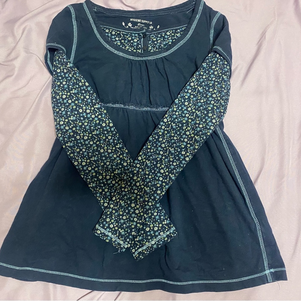 Navy Floral Mossimo Babydoll Top. Kids Size L or Women’s XS/XXS/PS